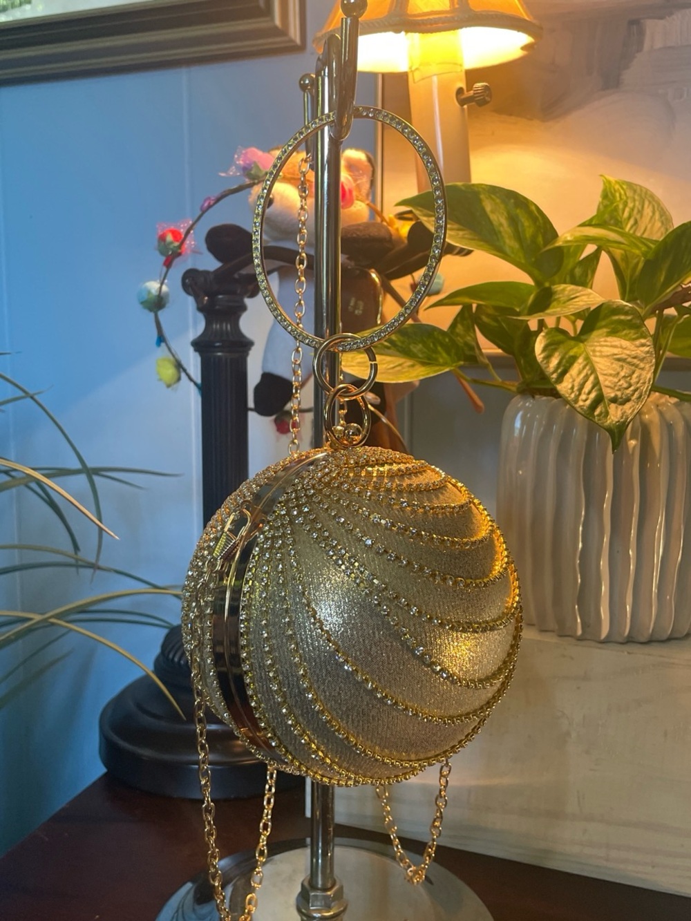 Elegant Gold Sphere Clutch Wristlet